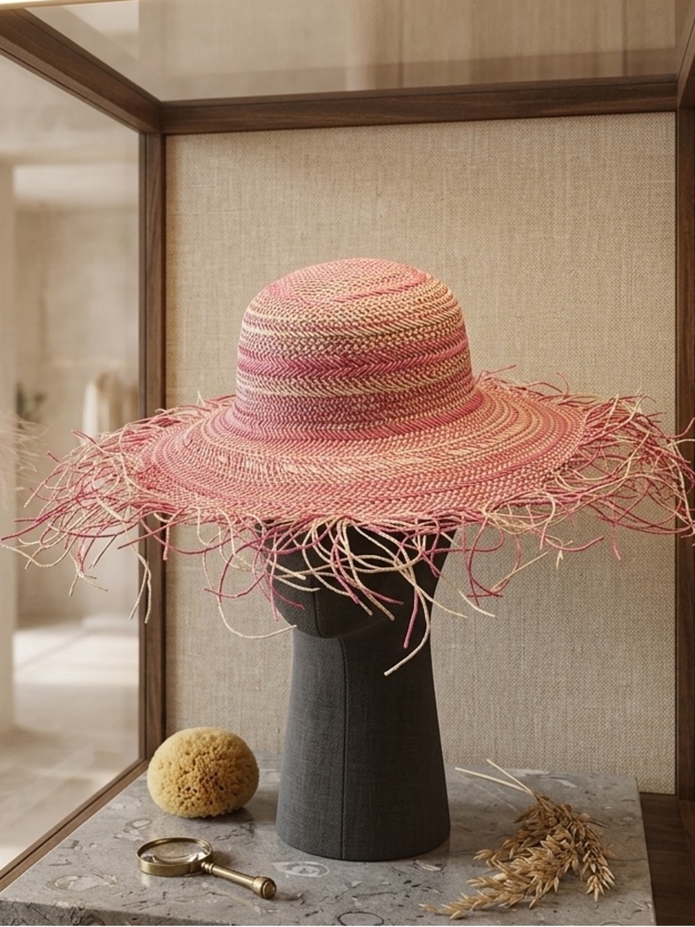 Pink Woven Straw Sun Hat🇮🇹